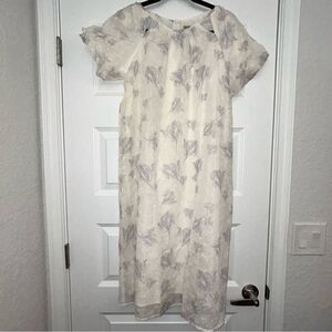 New, Ma mi Maternity Embroidered Floral Print Puff Sleeve A-Line Midi Dress